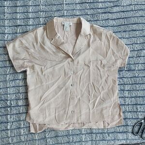 Rachel Zoe Tan Short‎ Sleeve Shirt Small